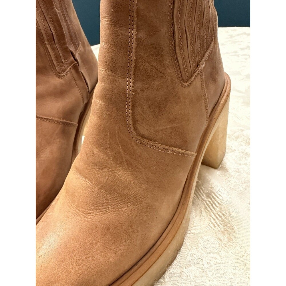 Free People Women's James Chelsea Boot Brown Leather Block Heel Platform 39/8.5 - Picture 5 of 16